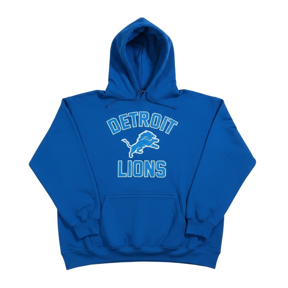 NFL Team Apparel Detroit Lions Hoodie 2XL Blue Graphic Pullover Sweatshirt